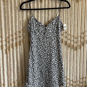 NWT Papermoon Black White 90s Y2K Boho Ditsy Floral Tank Slip Mini Stretch Dress